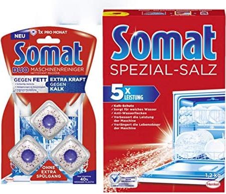 Somat Spülmaschinen Reinigungs-SET, Spezialsalz 1,2Kg + Duo Maschinenreiniger 3 Tabs