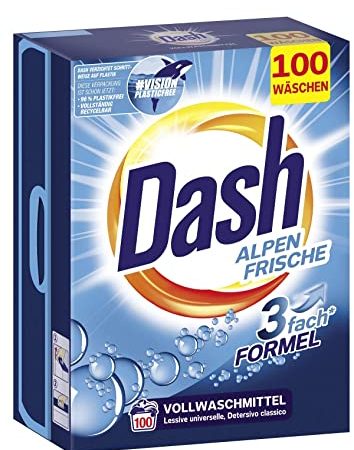 Dash® Alpen Frische Pulver I Vollwaschmittel für weiße Wäsche I 100 Waschladungen I frische, strahlend reine Wäsche | 6,5 kg