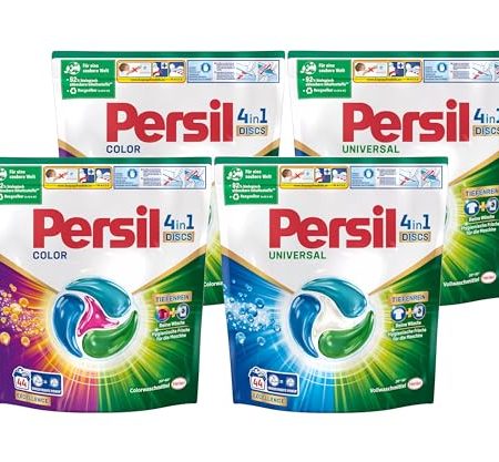 Persil Set 2x Universal & 2x Color 4in1 DISCS 176 Waschladungen (4x 44WL), Vollwaschmittel & Color Waschmittel Tiefenrein, für reine Wäsche und hygienische Frische für die Maschine