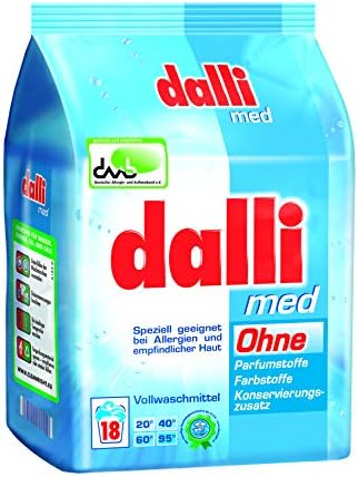 dalli® med Vollwaschmittel-Pulver I 18 Waschladungen I speziell geeignet bei Allergien und empfindlicher Haut | weiße Wäsche | 1,215 kg