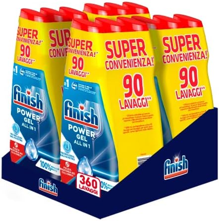 Finish Powergel Geschirrspülmittel, 100% geschützt, Spülmaschinengel, 360 Waschmaschinen, 12 Packungen mit 30 Spülmaschinen