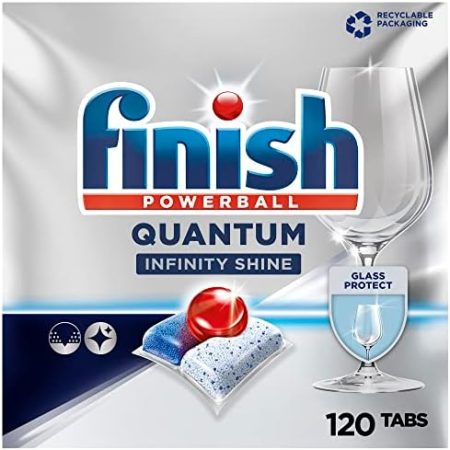 Finish Quantum Infinity Shine Spülmaschinentabs – Geschirrspültabs für kraftvolle Reinigung, Fettlösekraft und Glanz – Sparpack mit 120 Tabs