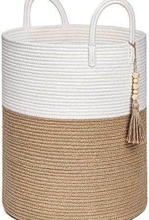 Goodpick Wäschekorb Geflochten, Laundry Baskets, Rattan Korb für Decken, Korb Aufbewahrung, Wäschekorb, Korb Geflochten, Aufbewahrungskorb, Deckenkorb Wohnzimmer,40x50cm