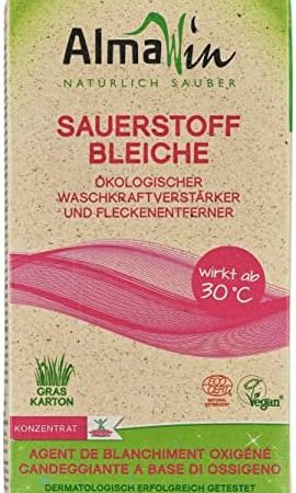 AlmaWin Sauerstoffbleiche 400Gramm I Umweltfreundl. Bleichmittel auf Sauerstoffbasis I Zur Anwendung in Waschmaschine, Spülmaschine & im Haushalt I Frei von synthetischen Duft- & Farbstoffen I Vegan