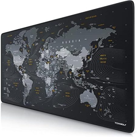 TITANWOLF - XXL Speed Gaming Mauspad Titanwolf Weltkarte 900 x 400mm - XXL Mousepad - Tischunterlage Large Size - verbessert Präzision und Geschwindigkeit