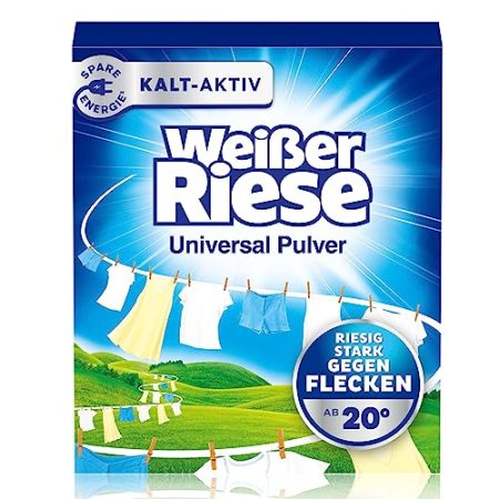 Weißer Riese Universal Pulver (90 Waschladungen), Vollwaschmittel riesig stark gegen Flecken, Kalt-Aktiv schon ab 20° C, ergiebiges Waschpulver, ideal für Familien mit Kindern