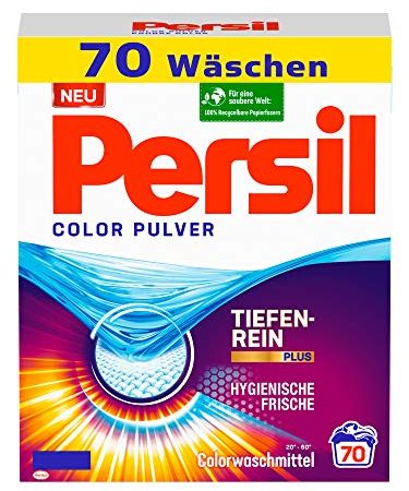 Persil Color Pulver (70 Waschladungen), Colorwaschmittel mit Tiefenrein-Plus Technologie bekämpft hartnäckigste Flecken, Waschpulver für leuchtende Farben