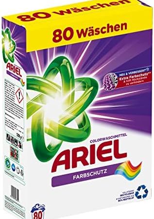 Ariel Color Waschmittel Pulver, Waschpulver mit Farbschutz, Vollwaschmittel, 80 Waschladungen, Strahlend Rein bei niedrigeren Temperaturen und Anti-Rückstands-Technologie (5.2 kg)