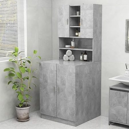 ZEYUAN Waschmaschinenschrank Betongrau Toilettenschrank, Überbauschrank, Waschmaschinenregal, Aufbewahrung Über Der Waschmaschine, Regal Für Toilette, Waschmachinenüberschrank