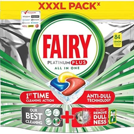 Fairy Platinum PLUS - Spülmaschinentabs All-In-One 84 Kapseln Zitrone. Lemon Geschirrspültabs, Geschirrspülmittel Tabs in Sparpack