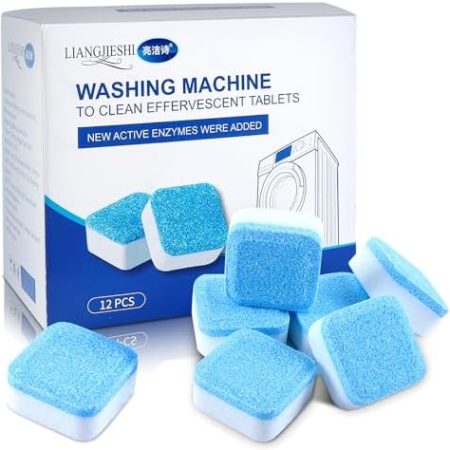 12 Stück Waschmaschinenreiniger Tabs, Waschmaschinen Reiniger, für Waschmaschine Hygiene Reinigung(12x15g)