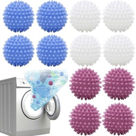 ASANMU 12 Stück Waschkugel für Waschmaschine, Trockner Ball, Waschball für waschmaschine, Wiederverwendbare Trocknerbälle für Wäschetrockner,Dryer Balls,Wäschetrockner Ball für Heim Kleidung Reinigung