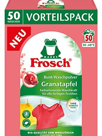 Frosch Granatapfel Bunt-Waschpulver, Pulver Waschmittel (50 WL), Buntwaschmittel bekämpft hartnäckigste Flecken, Farbschutz, 1er Pack (1 x 3,3 kg)