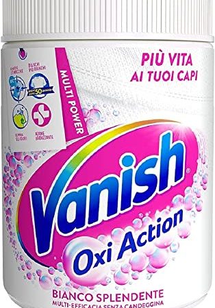 Vanish Oxi Action Multipower Weißes Glanzpulver, Fleckenentferner für Weißwäsche, 1 Packung mit 500 g für Wäsche, Zusatzstoff für die Waschmaschine, multifunktional, ohne Bleichmittel