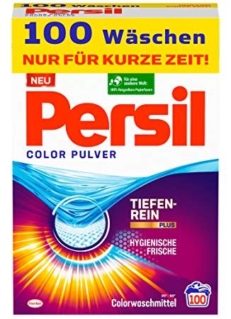 Persil Color Pulver (100 Waschladungen), Colorwaschmittel mit Tiefenrein-Plus Technologie bekämpft hartnäckigste Flecken, Waschpulver für leuchtende Farben