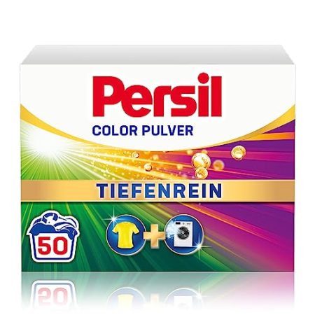 Persil Color Pulver Tiefenrein Waschmittel (50 Waschladungen), Colorwaschmittel für reine Wäsche und hygienische Frische für die Maschine, effektiv von 20 °C bis 60 °C