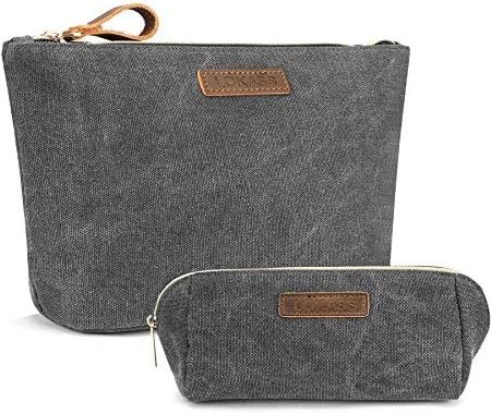 LOKASS Kulturbeutel Kulturtasche 2 in 1 Kosmetiktasche für Frauen Damen Canvas Waschtasche Reise Waschbeutel Toilettentasche mit Tragegriff ca.21x10x19cm (ca.4 Liter)