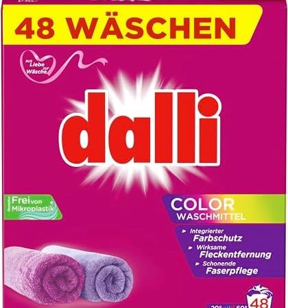 Dalli Sensitiv Waschmittel 48 Wäschen | Waschpulver mit Parfümstoffe | frei von Mikroplastik, farbige Wäsche | 3,12 kg (Color Waschmittel, 1er Pack)