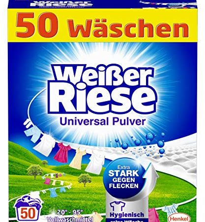 Weißer Riese Universal Pulver, Vollwaschmittel, 50 Waschladungen, extra stark gegen Flecken und für hygienisch reine Wäsche