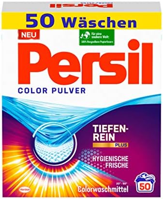 Persil Color Pulver (50 Waschladungen), Colorwaschmittel mit Tiefenrein-Plus Technologie bekämpft hartnäckigste Flecken, Waschpulver für leuchtende Farben