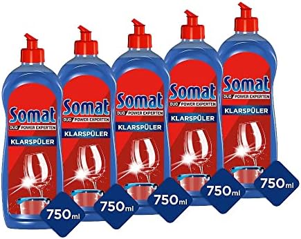 Somat Klarspüler 5er Pack mit Extra-Trocken-Effekt für unschlagbaren Glanz auf Gläsern & Geschirr (5x 750ml)