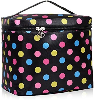 HQdeal Niedliche Polka Dots, Kosmetiktasche, Make-up-Tasche, Kulturbeutel, Make-up-Tasche