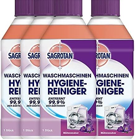 Sagrotan Waschmaschinen Hygiene-Reiniger​ Blütenzauber – Maschinenreiniger für eine hygienische Waschmaschine – 4 x 250 ml Reiniger