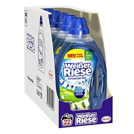 Weißer Riese Universal Gel, 110 (5 x 22) Waschladungen, Vollwaschmittel sorgt für hygienisch reine und strahlend saubere Wäsche & wirkt extra stark gegen Flecken, 100% recycelbar