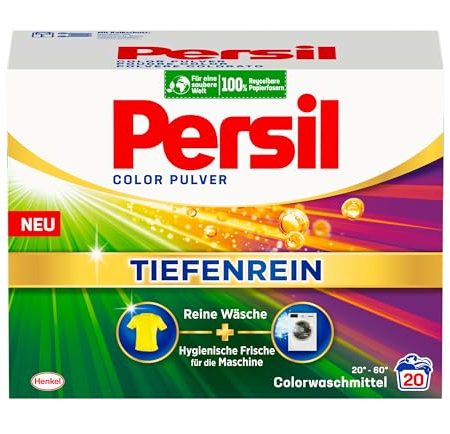 Persil Color Pulver Tiefenrein Waschmittel 20 Waschladungen, Colorwaschmittel für reine Wäsche und hygienische Frische für die Maschine, effektiv von 20 °C bis 60 °C