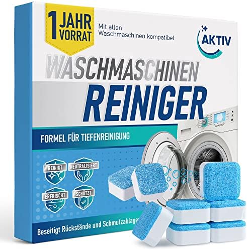 Aktiv 24x Waschmaschinenreiniger Tabs extra stark gegen Geruch & Kalk - Waschmaschinen Reiniger mit Formel für Tiefenreinigung - Waschmaschine Hygiene Reinigung 1 Jahres Vorrat