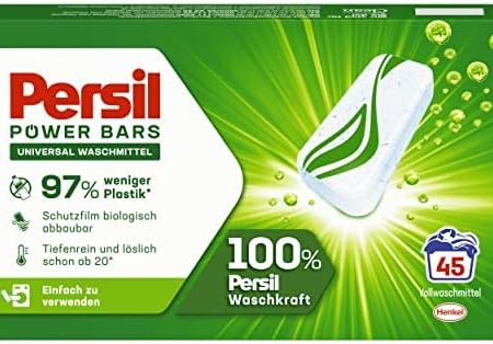 Persil Power Bars Universal Waschmittel (45 Waschladungen), vordosiertes Vollwaschmittel in nachhaltiger Verpackung