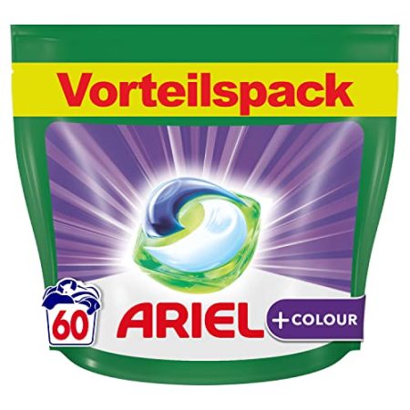 Ariel Waschmittel Pods All-in-1, Color Waschmittel, 60 Waschladungen, Fleckenentfernung selbst bei niedrigen Wassertemperaturen