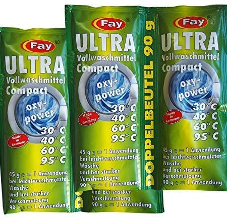 4 x Fay ULTRA Vollwaschmittel Compact oxypower 45g, Aufheller, Waschpulver