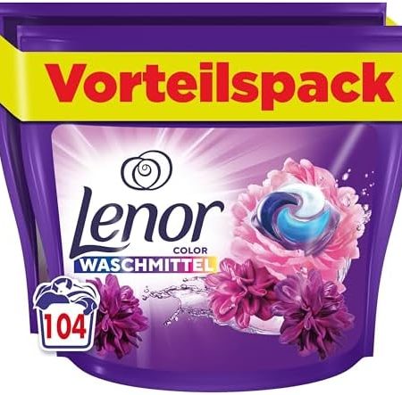 LENOR PODS Amethyst Blütentraum Waschkapseln Color Waschmittel 104 Waschladungen, Langanhaltende Frische und Tiefenreinigung selbst bei niedrigen Temperaturen