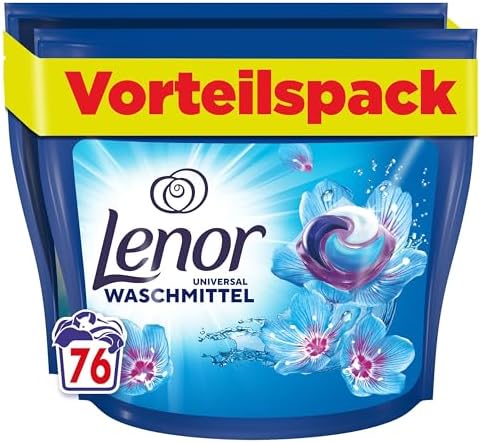 LENOR Waschmittel PODS Universal Aprilfrisch 76 Waschladungen, 3-mal länger anhaltende Frische & Tiefenreinheit auch bei Kaltwäsche