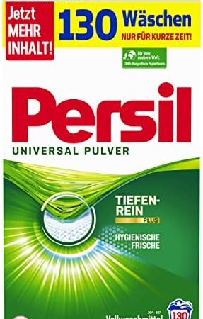 Persil, Universal Pulver, Vollwaschmittel, 130 Waschladungen, kraftvolle Fleckenentfernung für hygienisch reine Wäsche