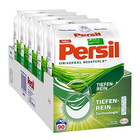 Persil Universal Megaperls, Vollwaschmittel, 90 (5 x 18) Waschladungen, mit Tiefenrein-Plus Technologie und langanhaltender Frische, wirksam bei Temperaturen von 20°C - 95°C