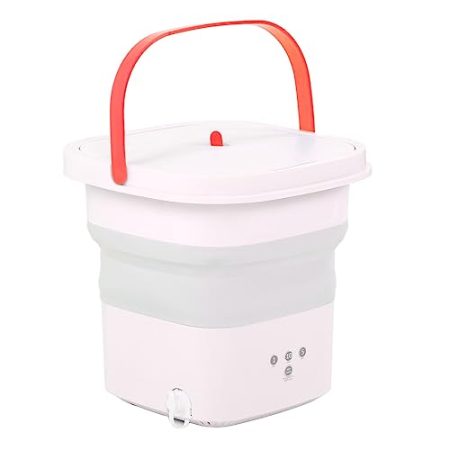 WBTY Mini-Waschmaschine, Faltbar, Kleine Waschmaschine, Waschen und Trocknen mit Abflusskorb für Kinderkleidung, Unterwäsche, Wohnung, Wohnheim, Camping, 100–240 V (Rosa)