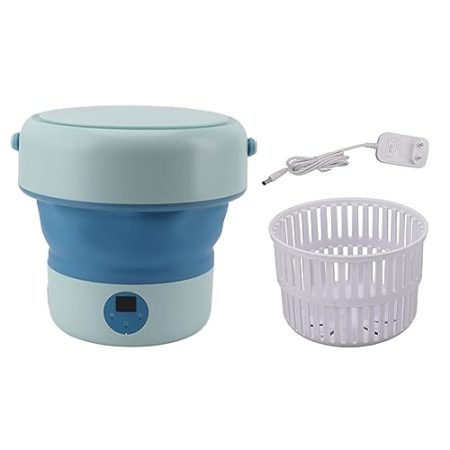 Tragbare Waschmaschine, 4,8 L, Faltbare Mini-Waschmaschine mit Hoher Kapazität und Tiefenreinigung für Unterwäsche, Babykleidung (Blau)