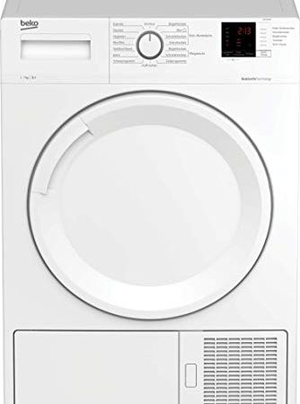 Beko DS73S2PA Kondenstrockner mit Wärmepumpentechnologie/elektronische Feuchtemessung/digitales Display/kombinierter Filtermechanismus/ 7 kg/A+/ nur 46 cm Korbusti , Weiß