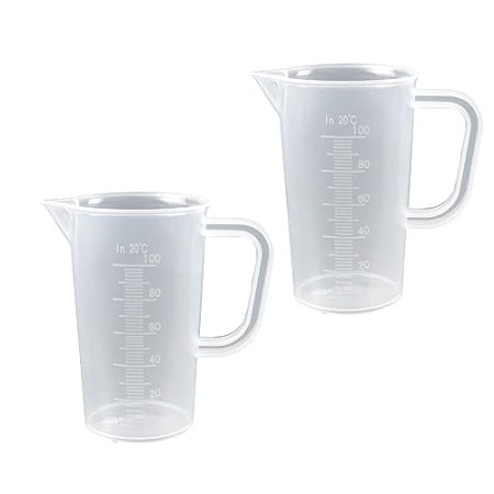 EnixwH 2 Stück Messbecher 100ml, Mini Messbecher Kunststoff Set mit Griff und Gramm Skala 100ml, Messbecher Kleine mit Abgestufter Hitzebeständig Präzisions Messbecher für Küche, Labor, Waschmittel