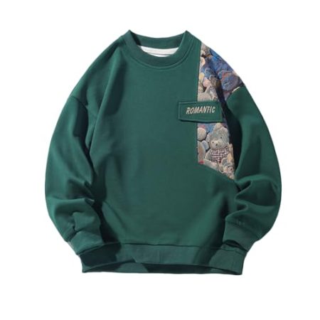 GMOYD Herren-Sweatshirt mit Rundhalsausschnitt, bestickt, lässig, langärmelig, Hw23592green, XX-Large