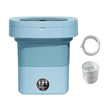 LOVIVER Wäschewaschmaschine, kleine Waschmaschine, 9 l, automatische, platzsparende, zusammenklappbare Eimerwaschmaschine, faltbare Mini-Waschmaschine, Blau