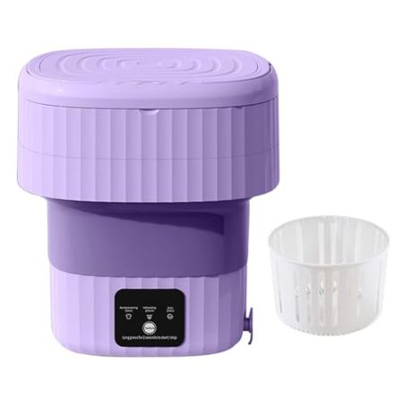 MKYOKO Tragbare Mini-Faltwaschmaschine Für Babykleidung, Unterwäsche, Wohnungen, Schlafsäle, Camping Und Reisen (Color : Purple)