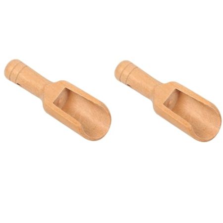 FOUTP Mini Holz Schaufeln Badesalz Löffel für Salz Löffel Küchenutensilien Füllschaufel Süßigkeiten Löffel Pulver Waschmittel Löffel Baby Löffel Set Holz Tee Schaufel für Badesalz Gewürze (2 Stück)