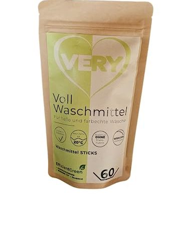 VERY Voll-Waschmittel STICKS, biologisch abbaubar & mit wasserlöslicher Folie, Inhalt 60 Waschladungen