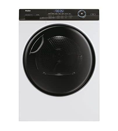 Haier I-PRO SERIE 5 HD90-A3TEAM5 Wärmepumpentrockner / 9 kg/A+++ / Smart Home: Wi-Fi & hOn App/Inverter-Motor / 3 Trockenstufen wählbar/Edelstahltrommel/I-Refresh Dampfprogramm