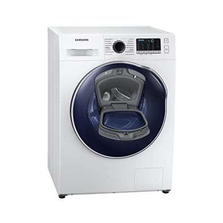 Samsung WD8NK52K0ZW/EG Waschtrockner, 8/5 kg, 1200 U/min, SLIM Platzsparer - Nur 45 cm tief, AddWash, Ecobubble, AirWash, Hygiene-Dampfprogramm, Digital Inverter Motor, Trommelreinigung, Weiß