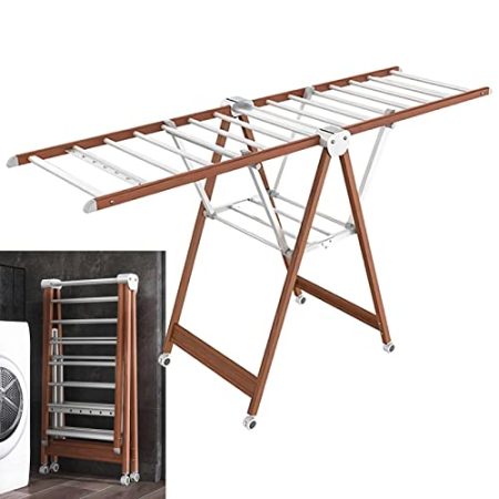 whalebee Wäschetrockner Großes Format Klappbar Trockner, Clothes Drying Rack Kapazität 120kg Flügelwäscheständer Praktisches Freistehender Trockner Für Innen Und Außen Mit Laufrollen