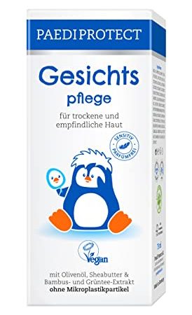 PAEDIPROTECT Gesichtspflege Baby & Kinder Creme 75 ml, ohne Parfüm & ohne Mikroplastik, Gesichtscreme trockene, empfindliche Haut, vegane Pflegestoffe hautberuhigend & pflegend, Babyhautpflege Lotion